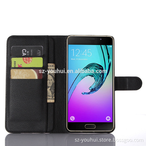 HOT SELLING Luxury Case for Samsung GALAXY A9 PU Lichee Leather Flip Cover with Wallet